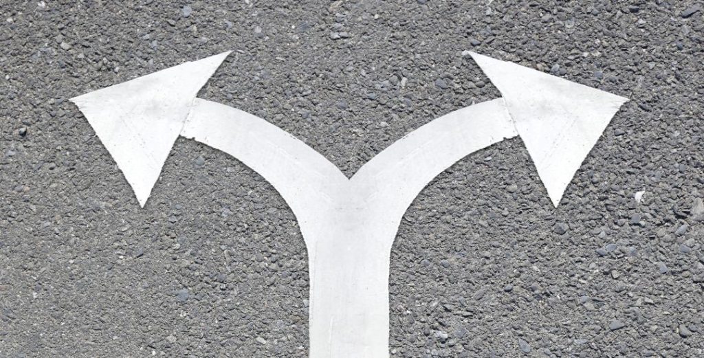 two arrows pointing different directions