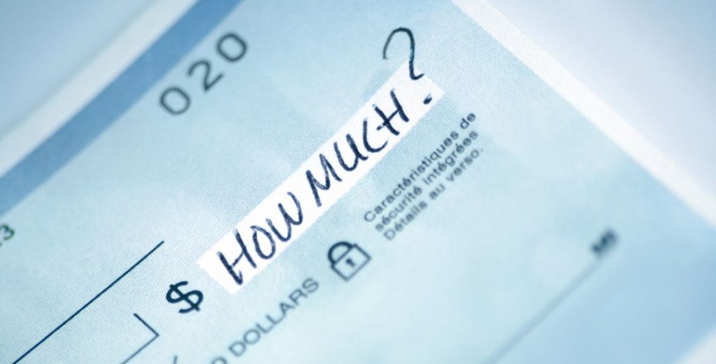 how much on check money line
