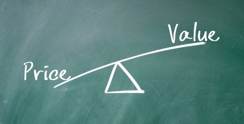 value above price on weight scale