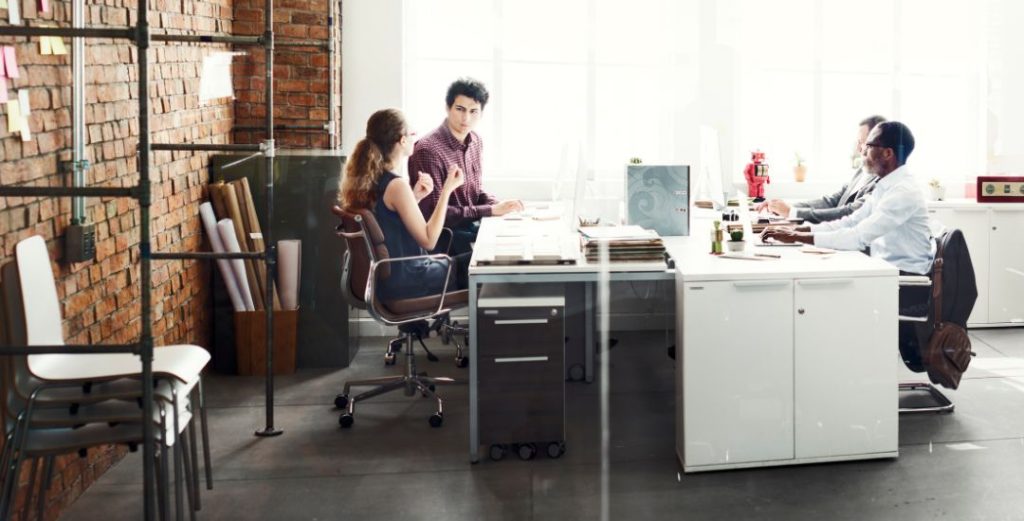 group of employees working